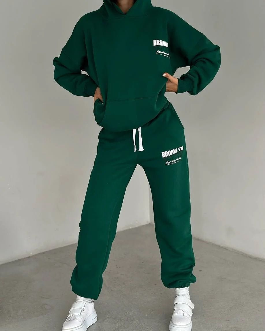 Damen lässiger Fleece-Hoodie und Jogginghose Set mit praktischem Kordelzug und hochwertiger Baumwollmischung GR