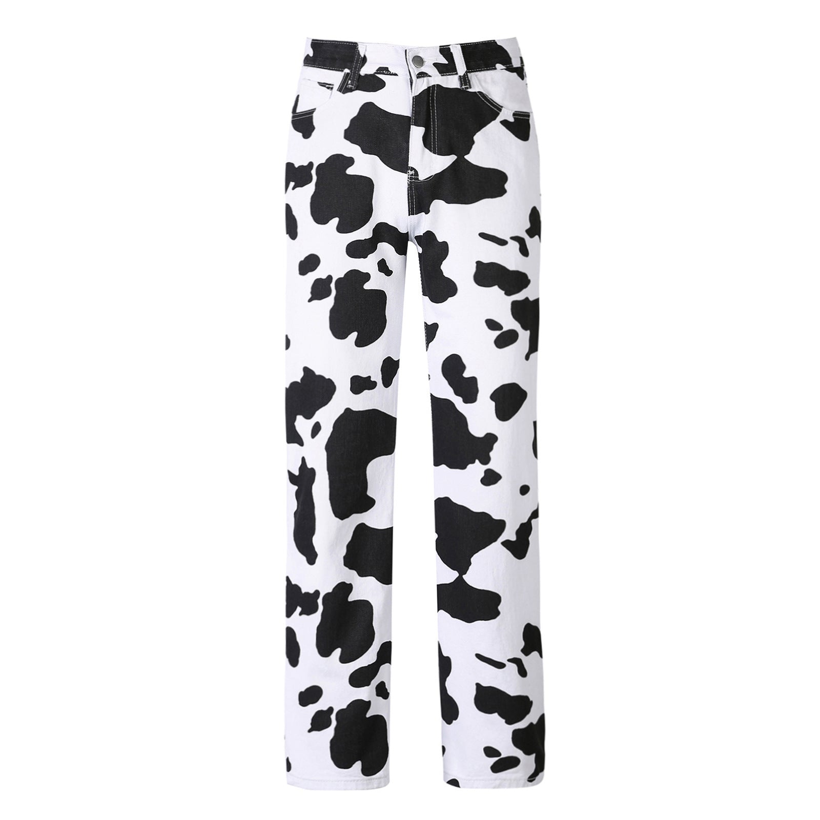 GR | Damen Kuhflecken Gerade Geschnittene Hose