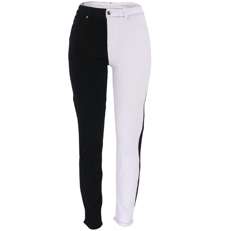 GR | Women's Two-Tone Symmetrical Color-Blocked Denim Jeans