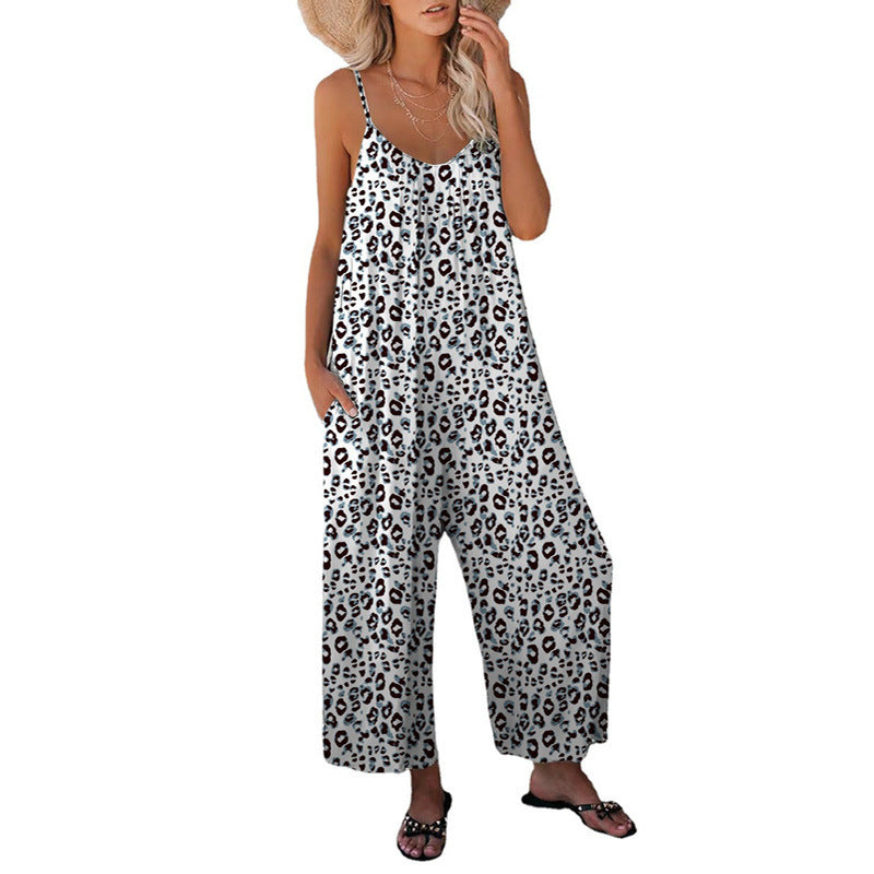 GR | Leopard print bag, loose strap jumpsuit, overall