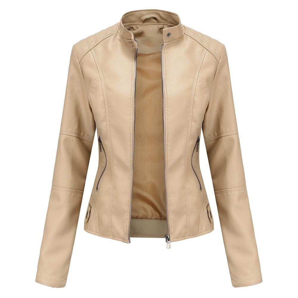 GR - Women's simple faux leather jacket for an edgy look