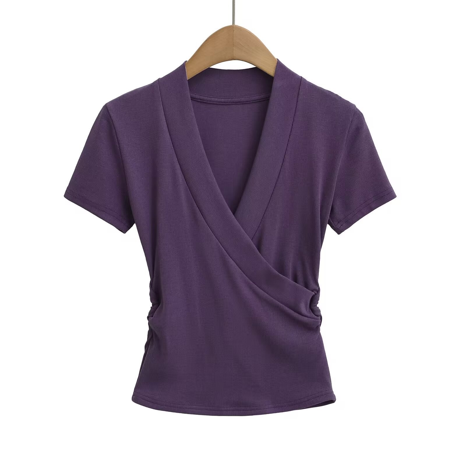 Women's wrap top with elegant V-neck and figure-flattering cut, size