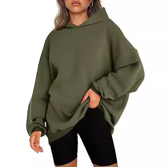 Damen oversized Kapuzenpullover mit seitlichen Schlitzen GR