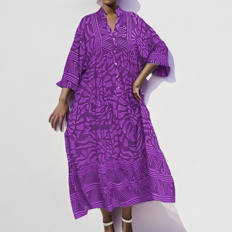 Women's tunic dress with unique graphic print and wide sleeves, size [size missing]