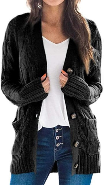 GR | Stylish Plus-Size Mid-Length Cardigan Sweater 