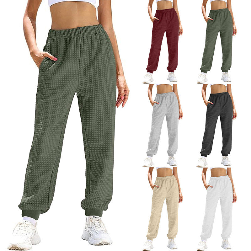 Women's loose waffle-textured jogging pants, size