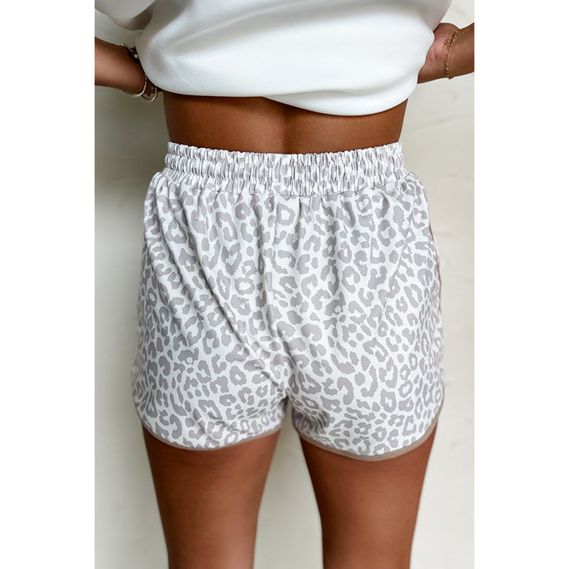 Damen Freizeit-Shorts mit modischem Leopardenmuster und elastischem Bund GR