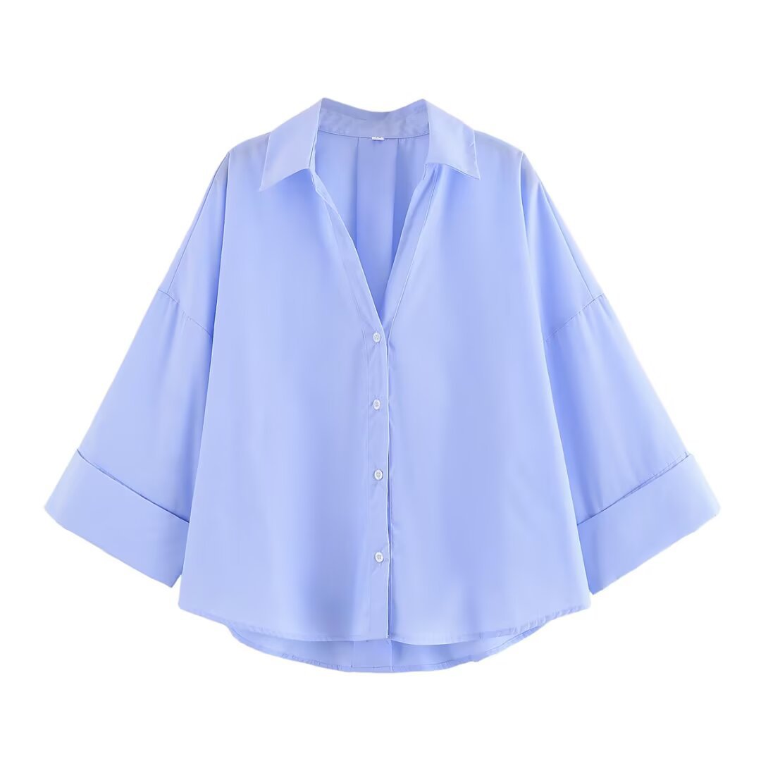 Damen Bluse mit oversized Schnitt und schickem Revers GR