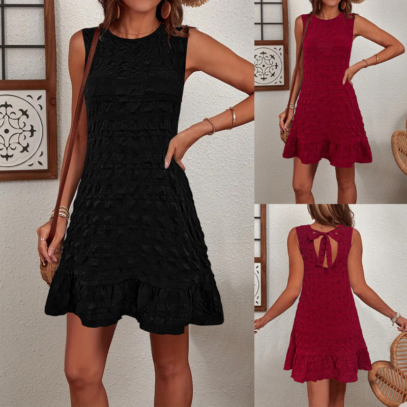 Women's sleeveless summer dress in a structured design, size S