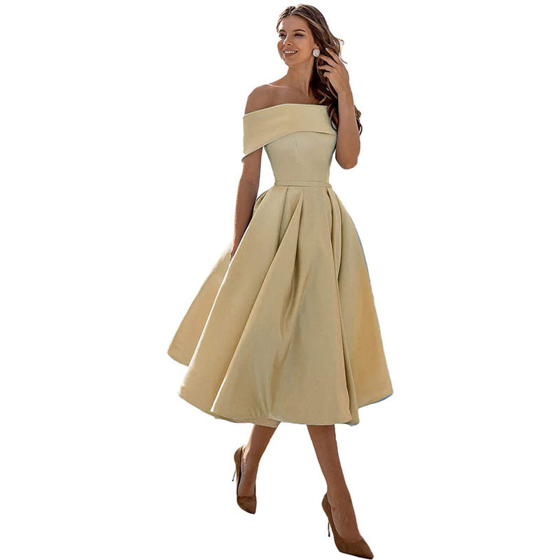 GR | Vielseitiges Trägerloses Satin-Kleid Für Partys
