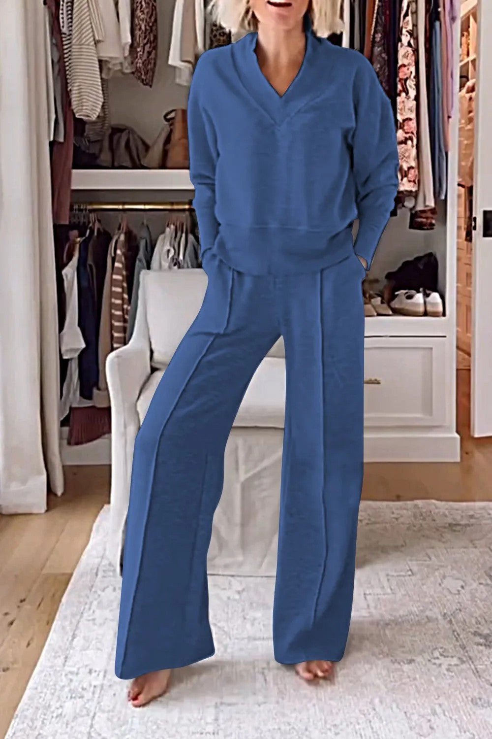 GR | Loose top and wide-leg trousers set 