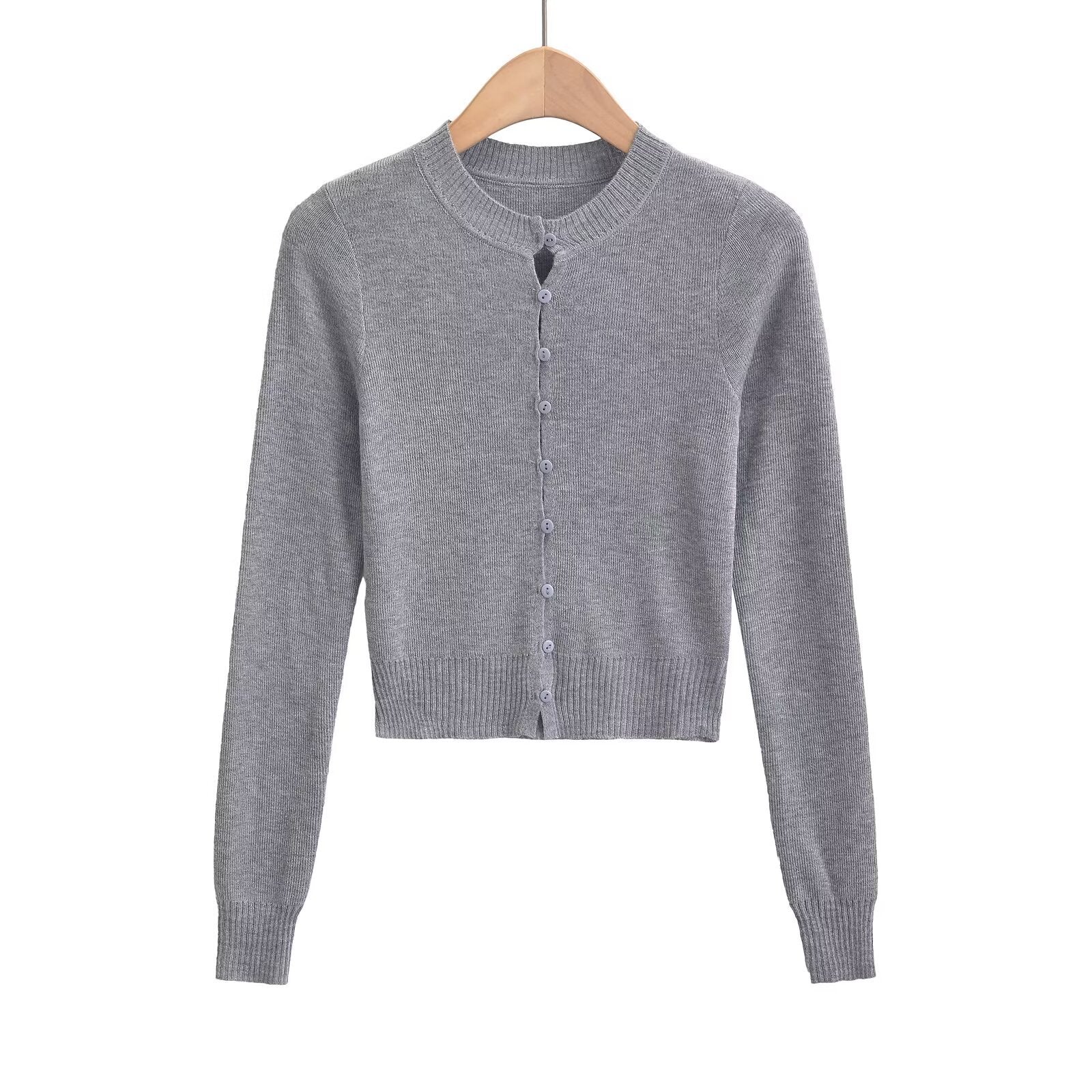 Damen Strickjacke mit modischem Rundhalsausschnitt und eleganter Knopfleiste GR