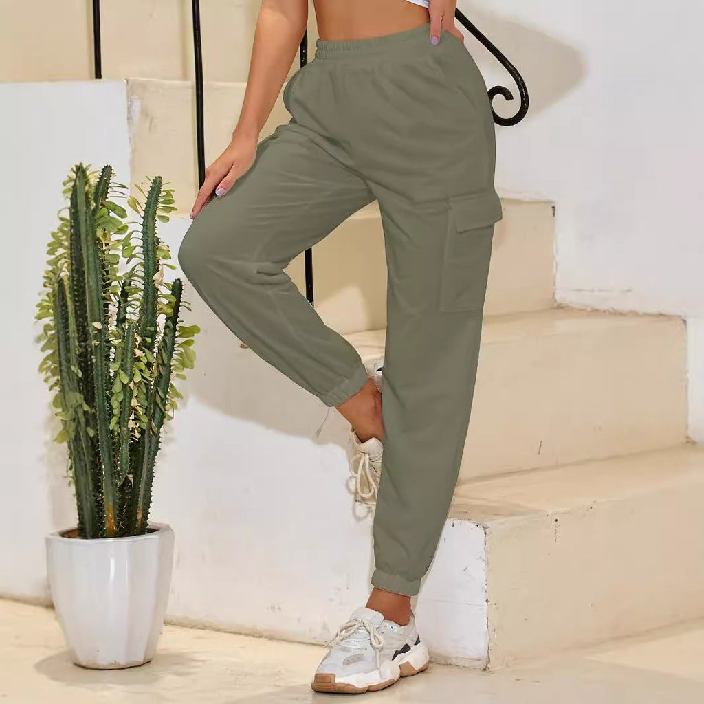 Damen Cargo-Hose mit elastischem Bund und praktischen Seitentaschen GR