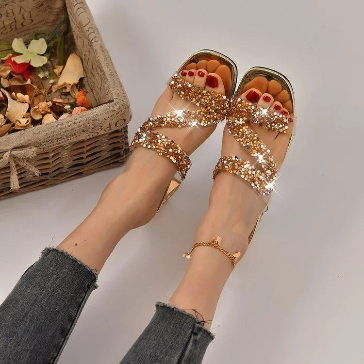 GR | Sandals with heels and sequins 
