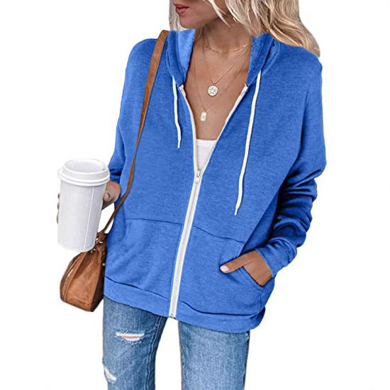 Damen lässiger Kapuzenpullover mit durchgehendem Reißverschluss und praktischen Taschen GR