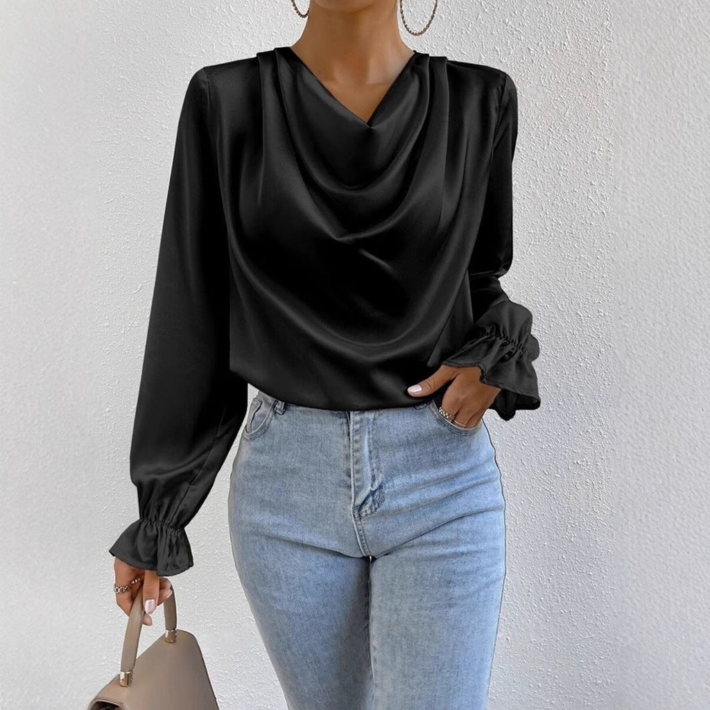 GR | Satin Langarmbluse Top