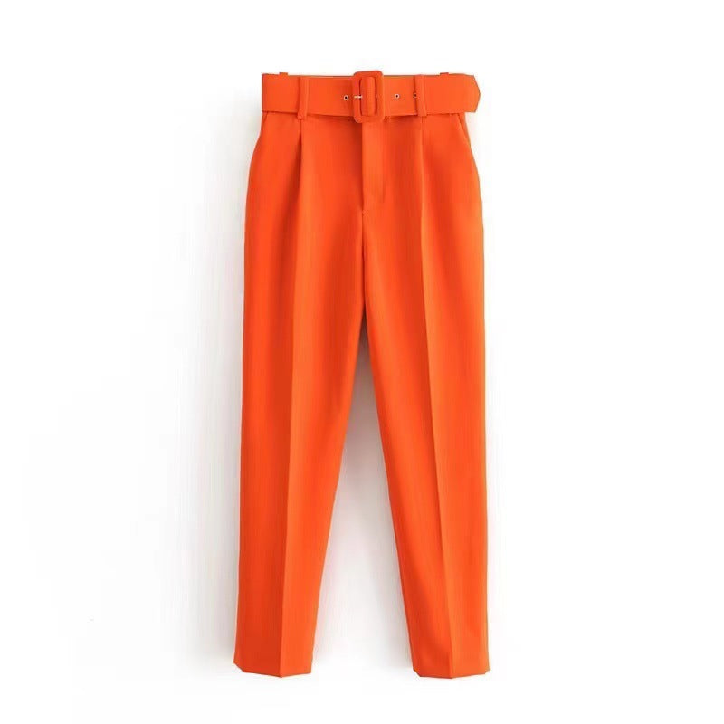Damen weite Hochbundhose mit schickem Gürtel GR