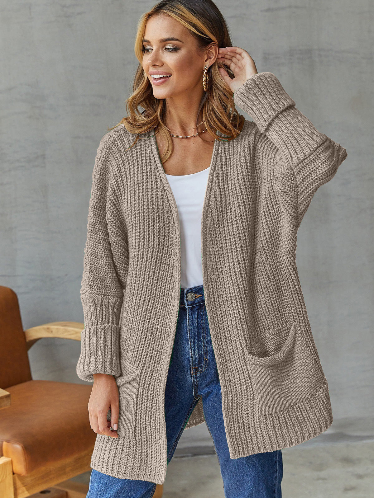 GR | Übergroßer Strickstrickjacke Für Komfortable Styles