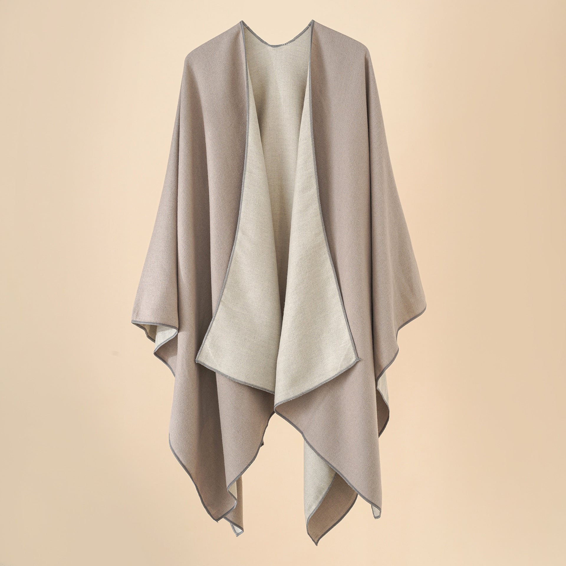 Damen Wohlfühl-Poncho aus weichem Wollmix mit elegantem Schnitt GR