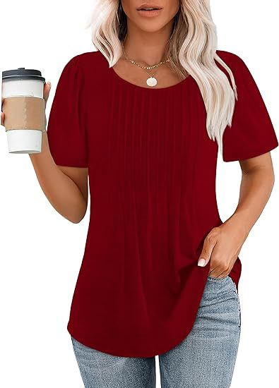 Damen Sommer T-Shirt mit Falten-Design GR