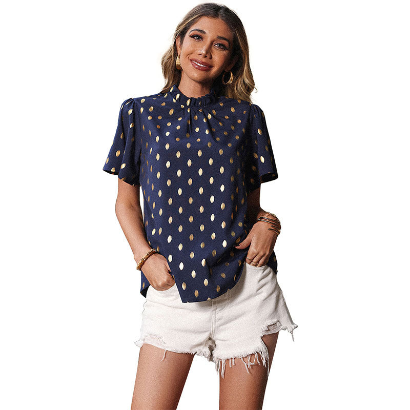 Damen Bluse mit geschmackvollem Punktedesign und eleganten Puffärmeln GR