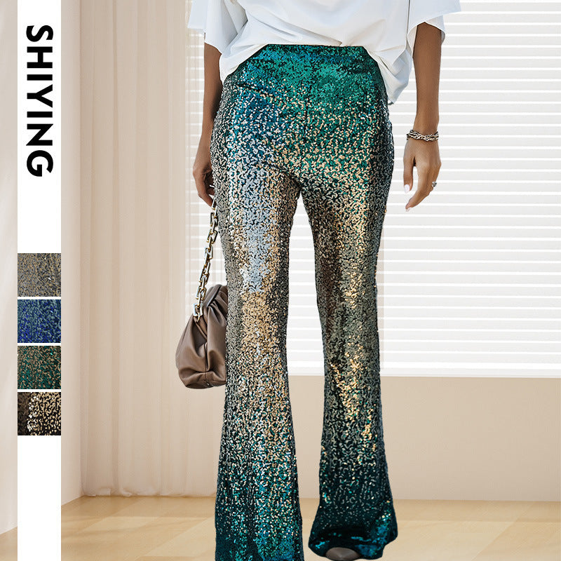 Damen Glitzernde Schlaghose mit luxuriösem Pailletten-Muster GR