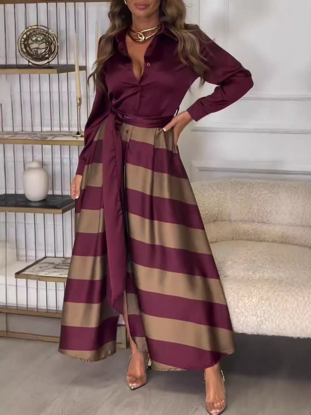 GR | Bound Patchwork Elegant Long Dress 