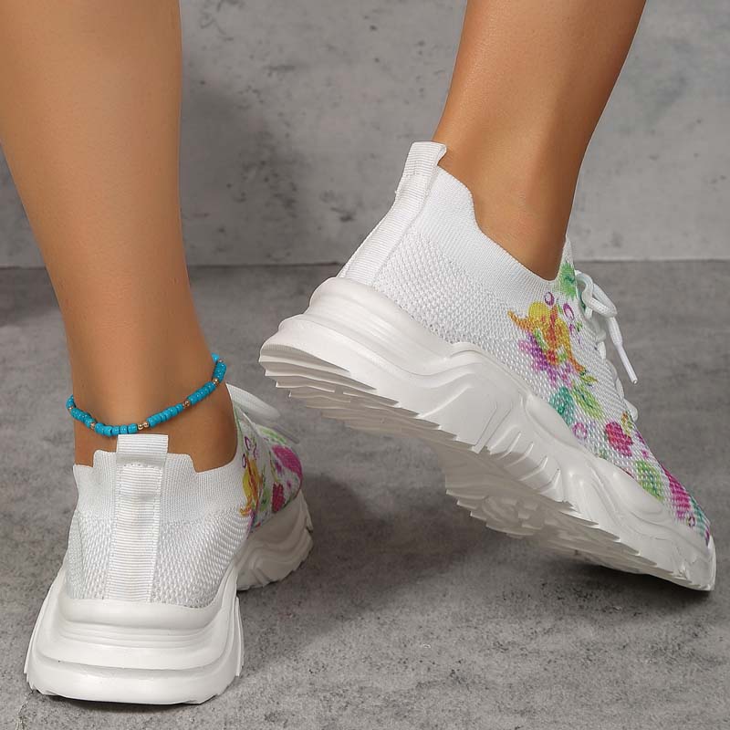 GR | Wide Floral Pattern Sneakers for Women