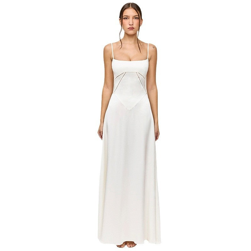 Women's evening dress with a figure-hugging cut and elegant satin finish, size GR