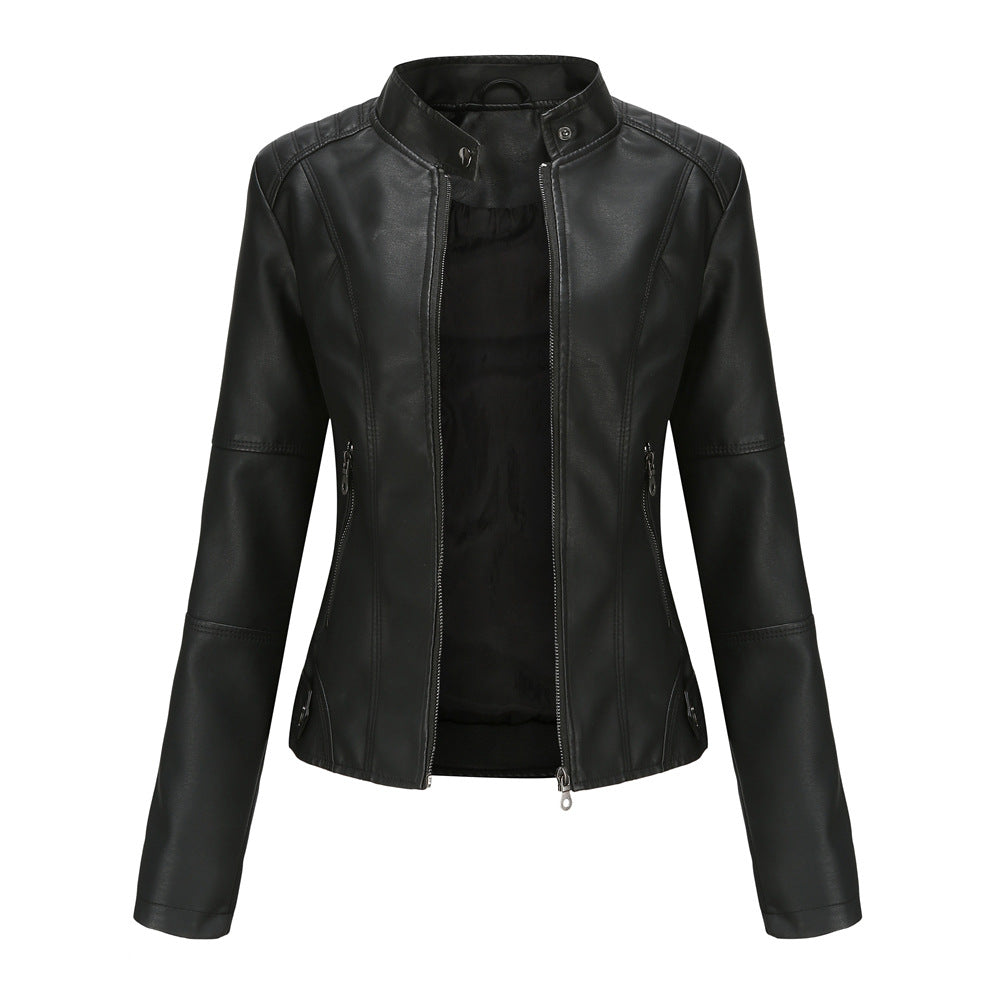 GR - Women's simple faux leather jacket for an edgy look