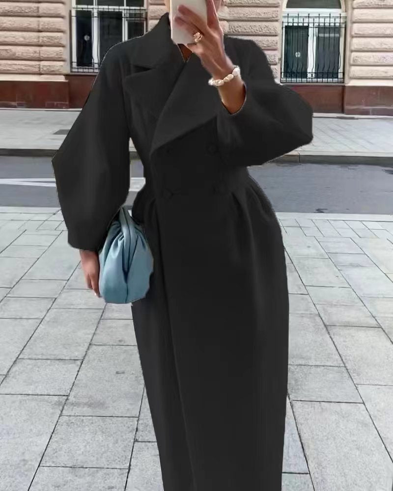 Women's Maximum Oversized Coat with Shoulder-to-Shoulder Top and Double-Brown Front, Size