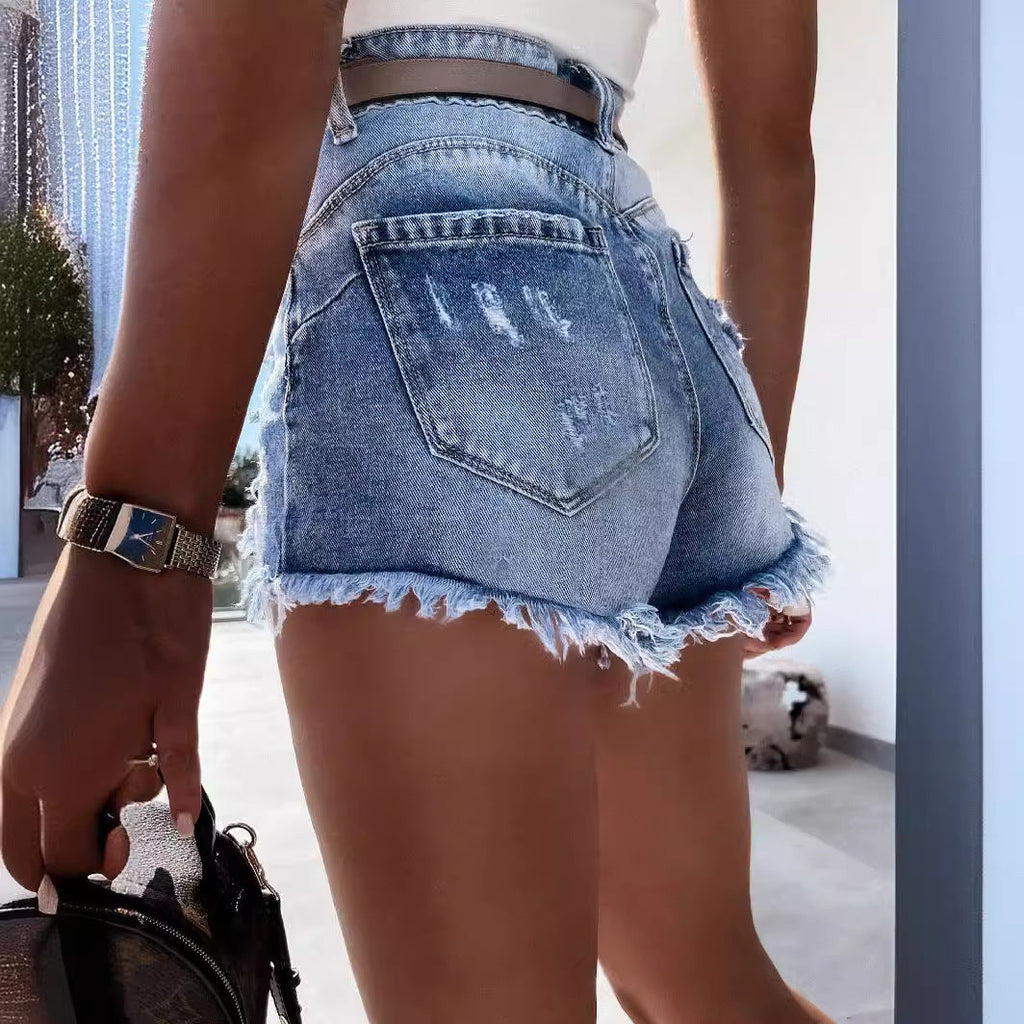 Damen Destroyed Denim-Shorts GR