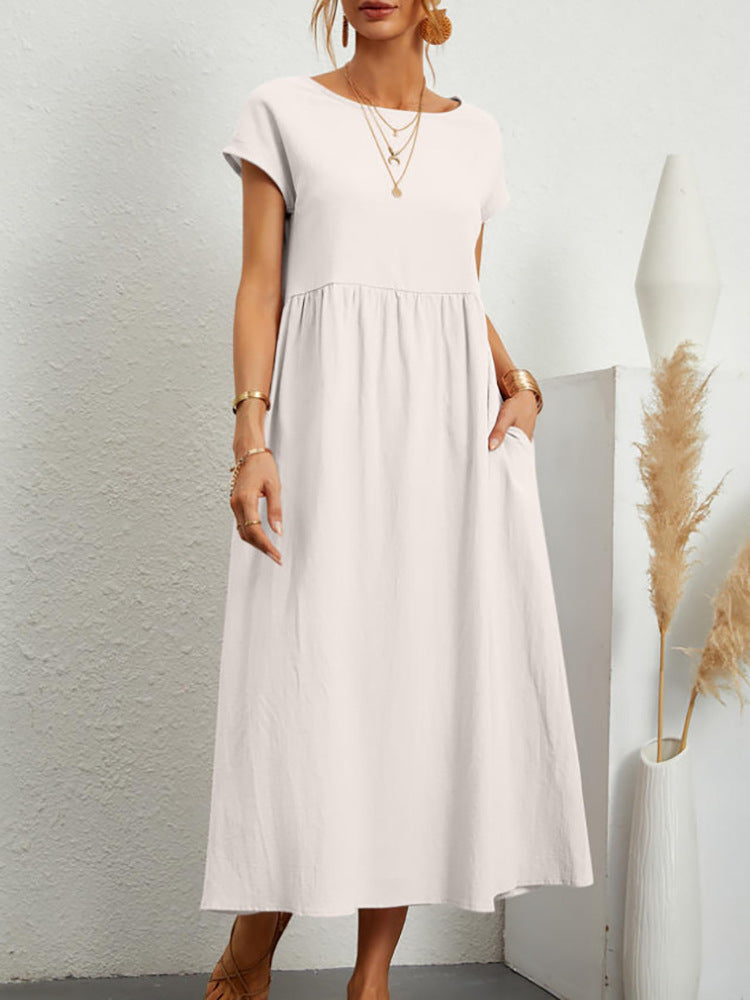 Women's midi dress with a relaxed fit and side pockets, size