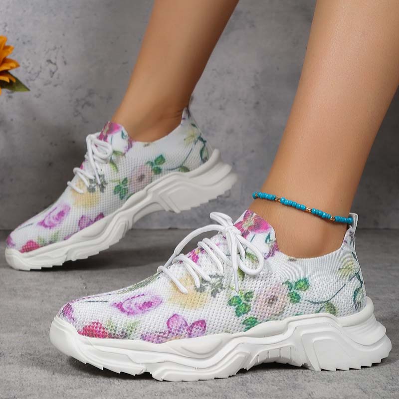 GR | Wide Floral Pattern Sneakers for Women