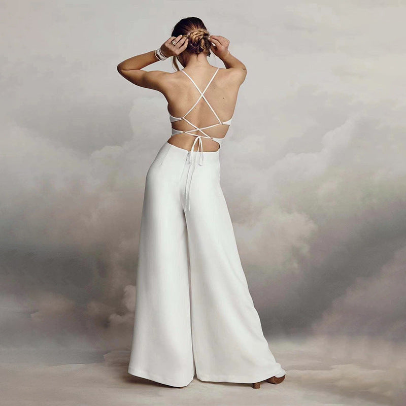 GR | Sleeveless Spaghetti Strap V-Neck Bodycon Backless Jumpsuit
