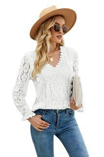 GR | Hollow Lace Sexy Knitted Long Sleeve Top