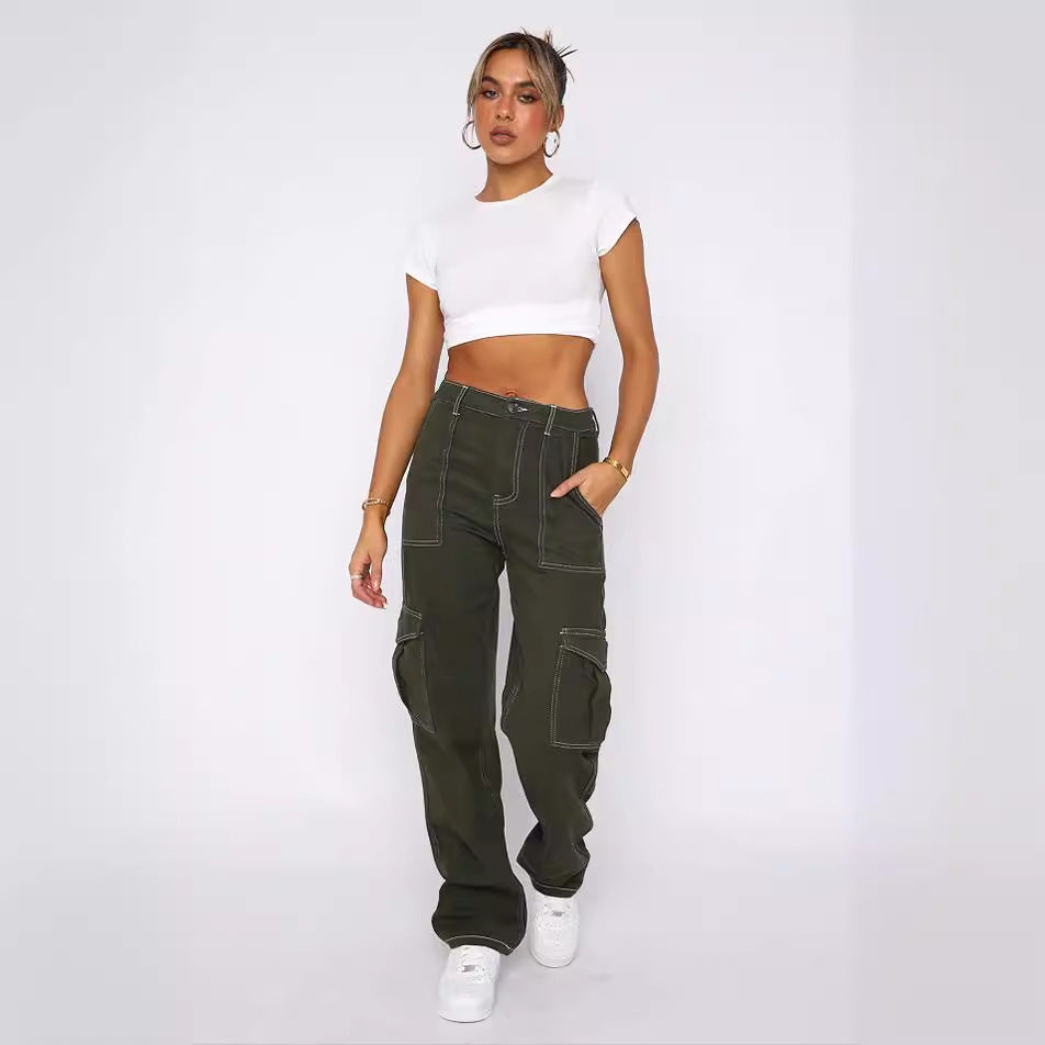 Damen Cargo-Hose mit elastischem Bund und praktischen Taschen GR