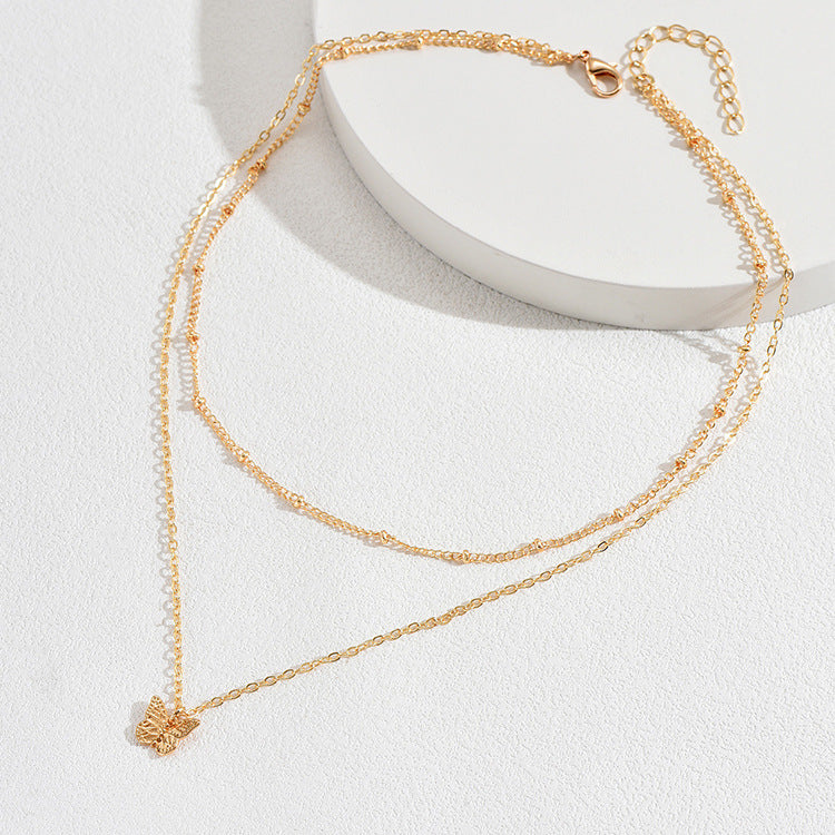 GR | Butterfly Pendant Layered Necklace
