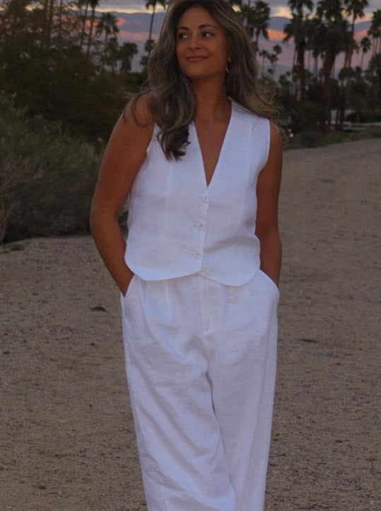 GR | Two-piece sleeveless vest and trousers suit