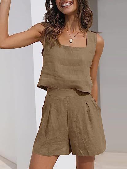 Damen Leichte Sommerbluse und Shorts Set GR