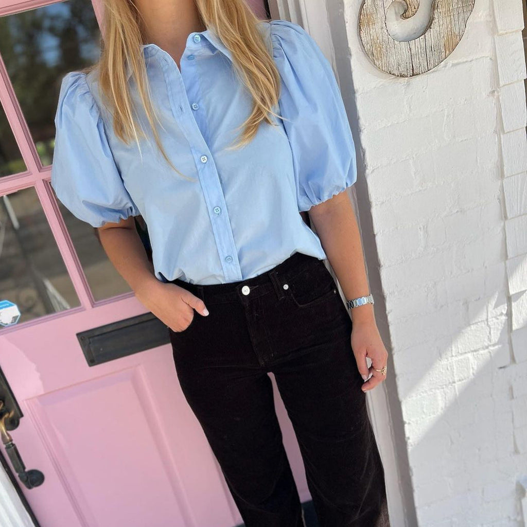 Damen Bluse mit Puffärmeln und klassischem Kragen GR