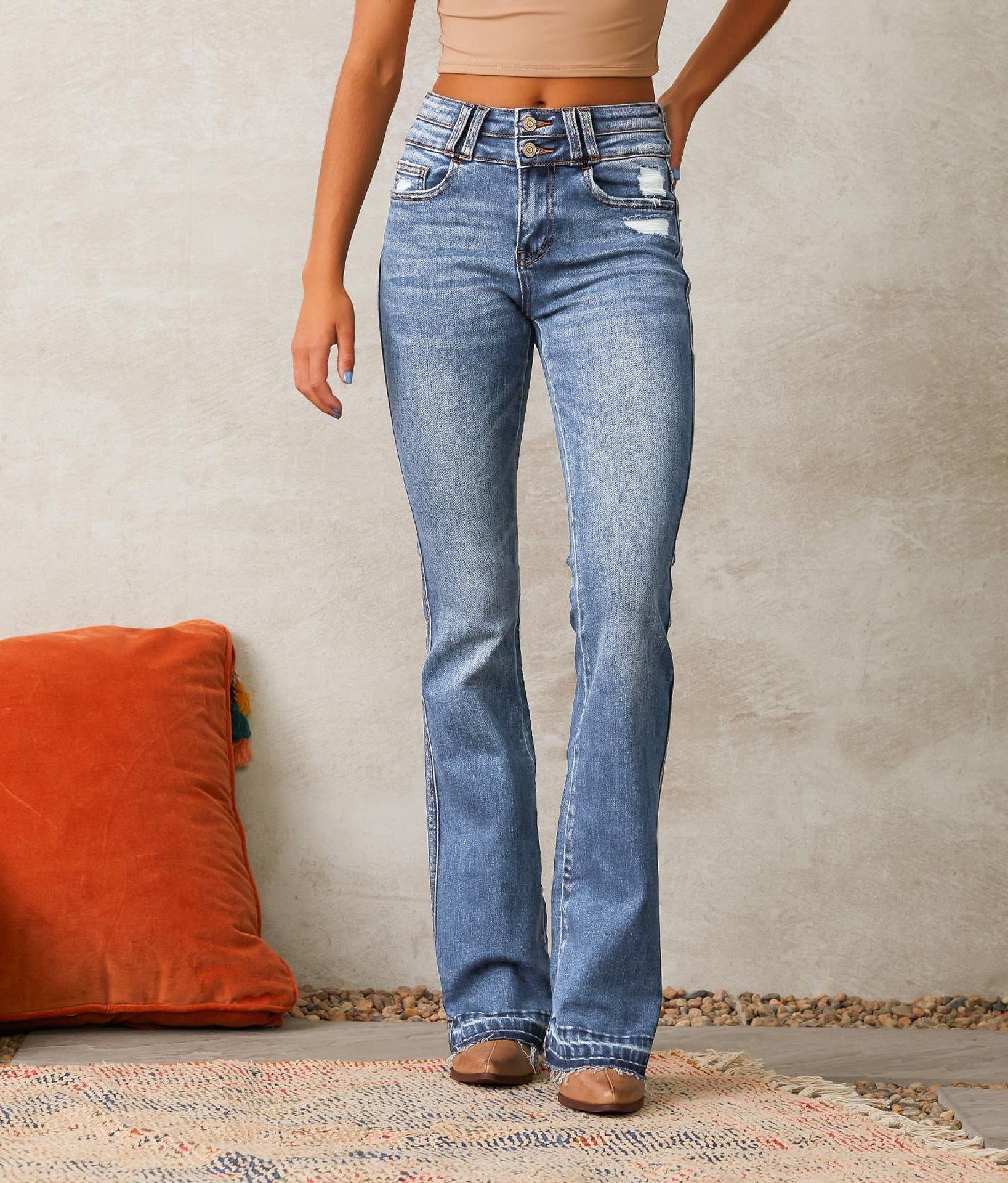 Women's Vintage Style Flared Jeans, Size