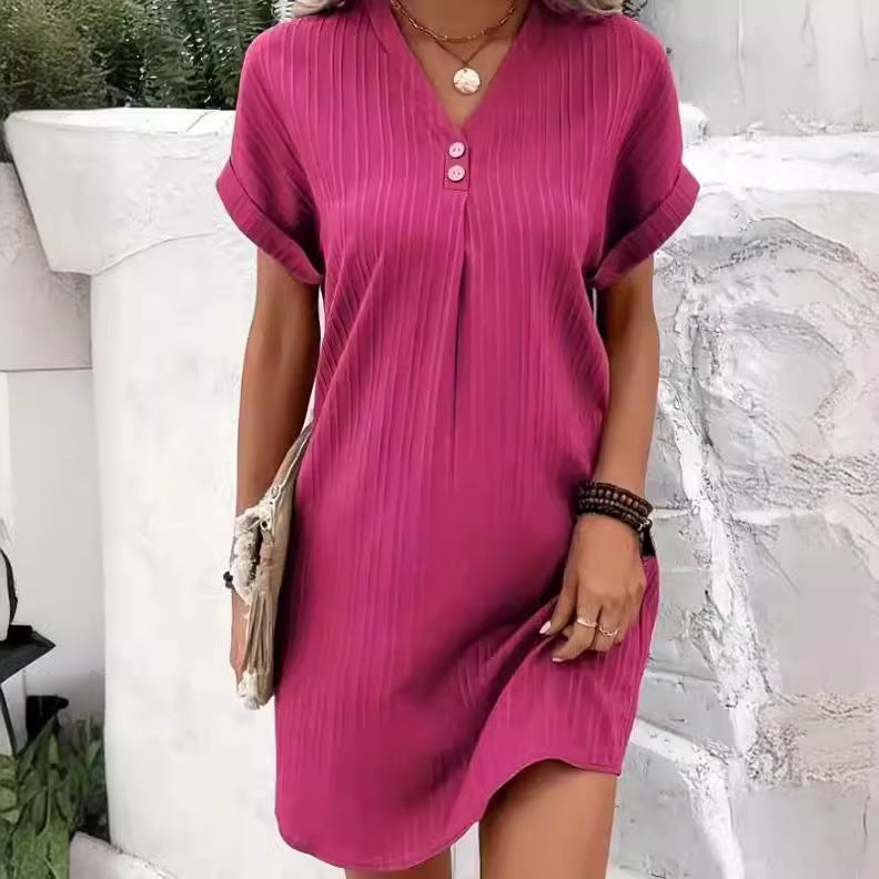 Women's casual midi dress with button details, size