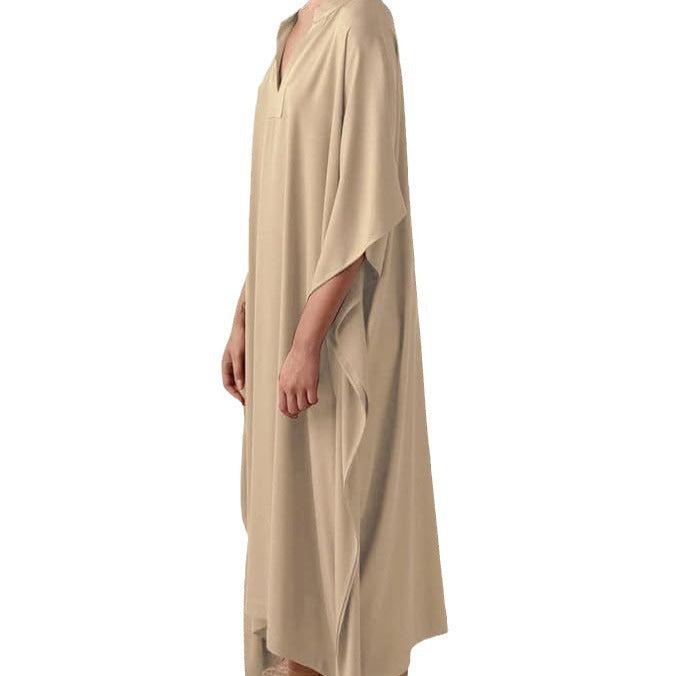 Women's kaftan with a relaxed cut and elegant V-neck, size [size missing]