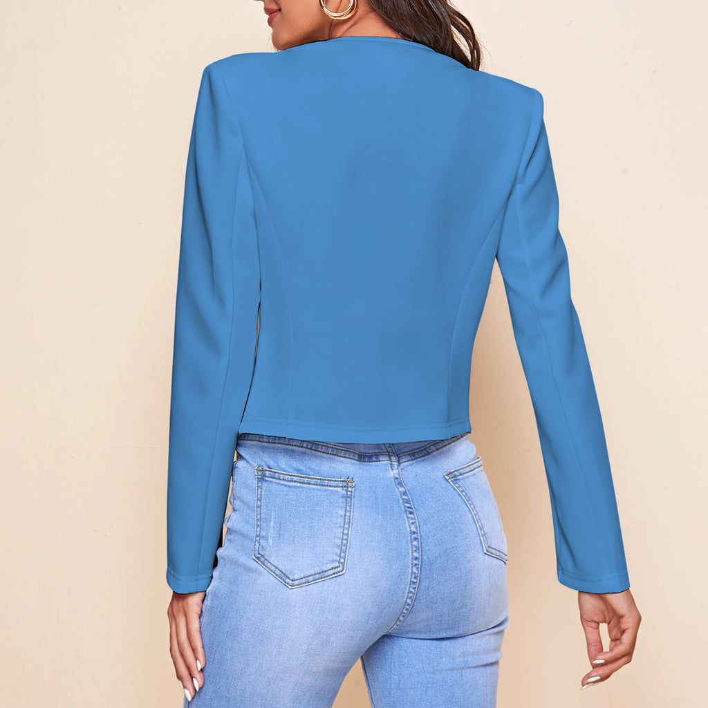 GR | Plain color, long-sleeved, open-front jacket