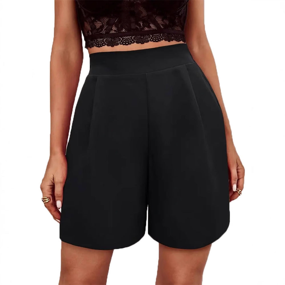 Damen Elegante High-Waist Shorts mit dekorativen Falten GR