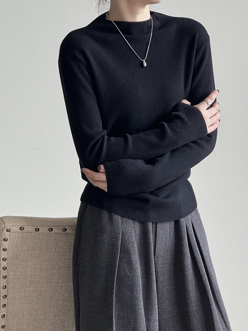 GR Halbturtleneck gebürsteter Soft-Touch-Pullover