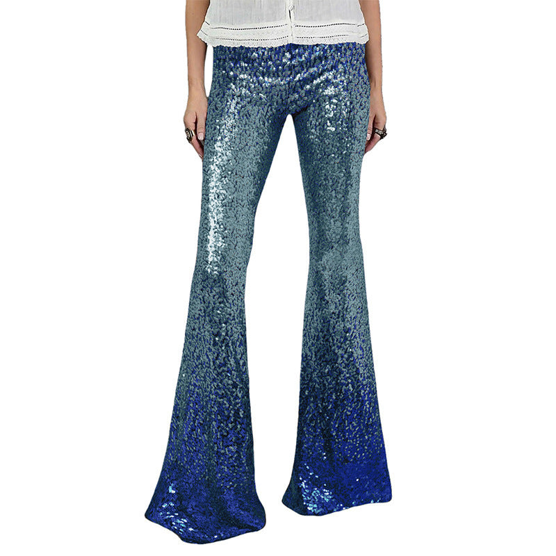 Damen Glitzernde Schlaghose mit luxuriösem Pailletten-Muster GR
