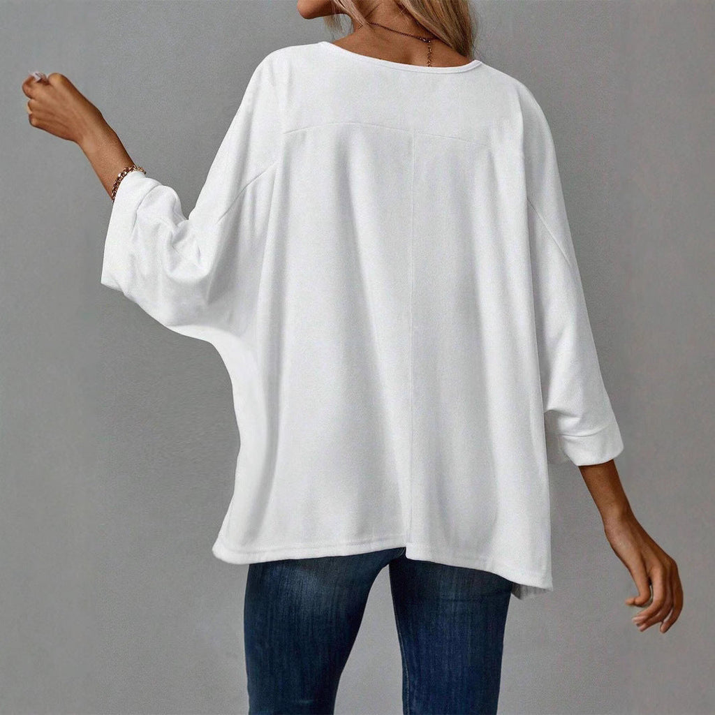 Damen lässiges Oversized T-Shirt mit weitem Schnitt und stylischem Rundhalsausschnitt GR