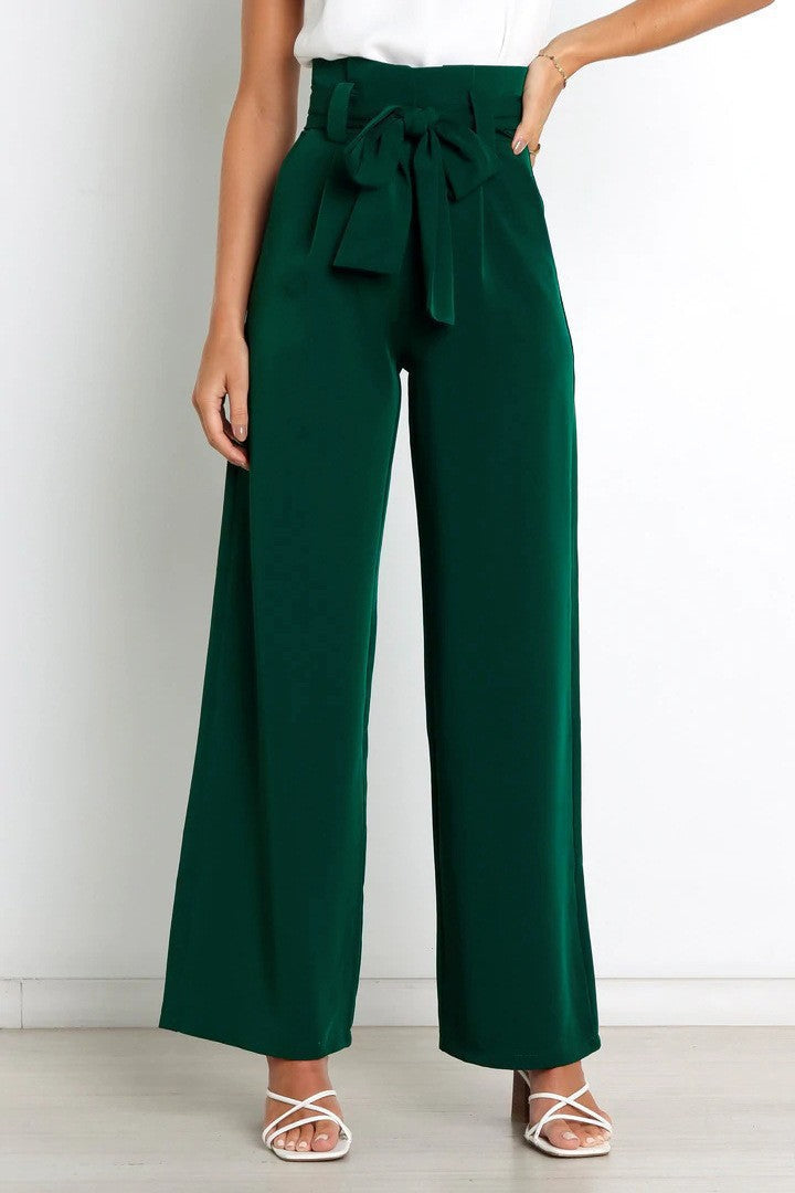 Damen elegante weite Stoffhose mit Taillengürtel GR